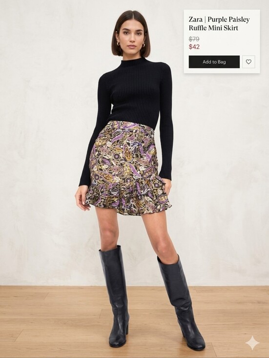 Zara Dresses & Skirts - ZARA Purple Paisley Print Ruffle Mini Skirt